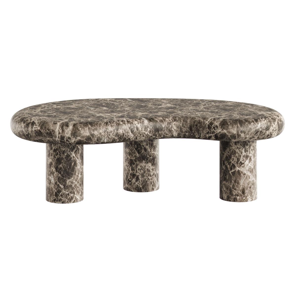 Elowen Outdoor Patio Faux Marble Coffee Table, Dark Emperador Marble
