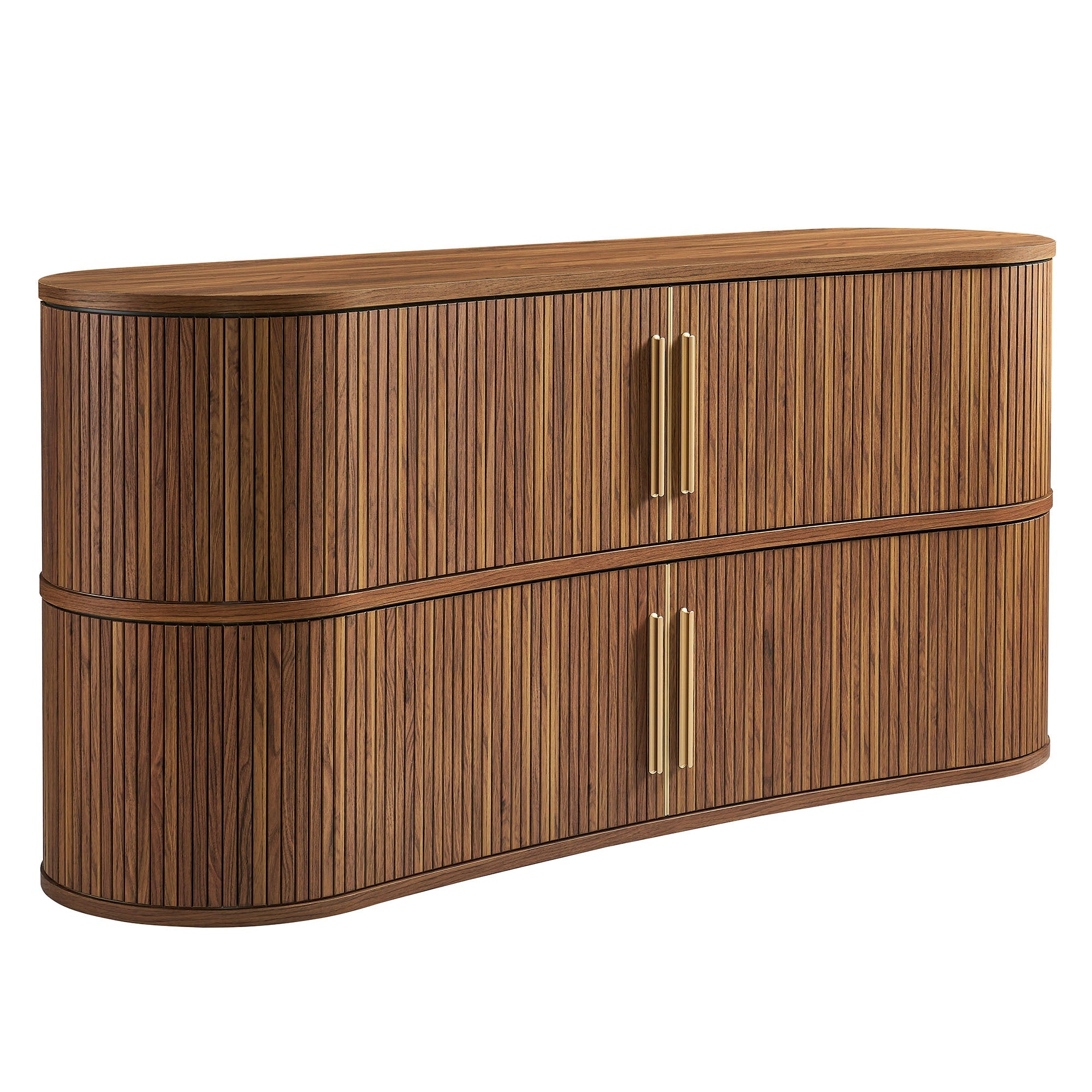 Radcliffe 63" Curved Fluted Sideboard Buffet Cabinet, Walnut