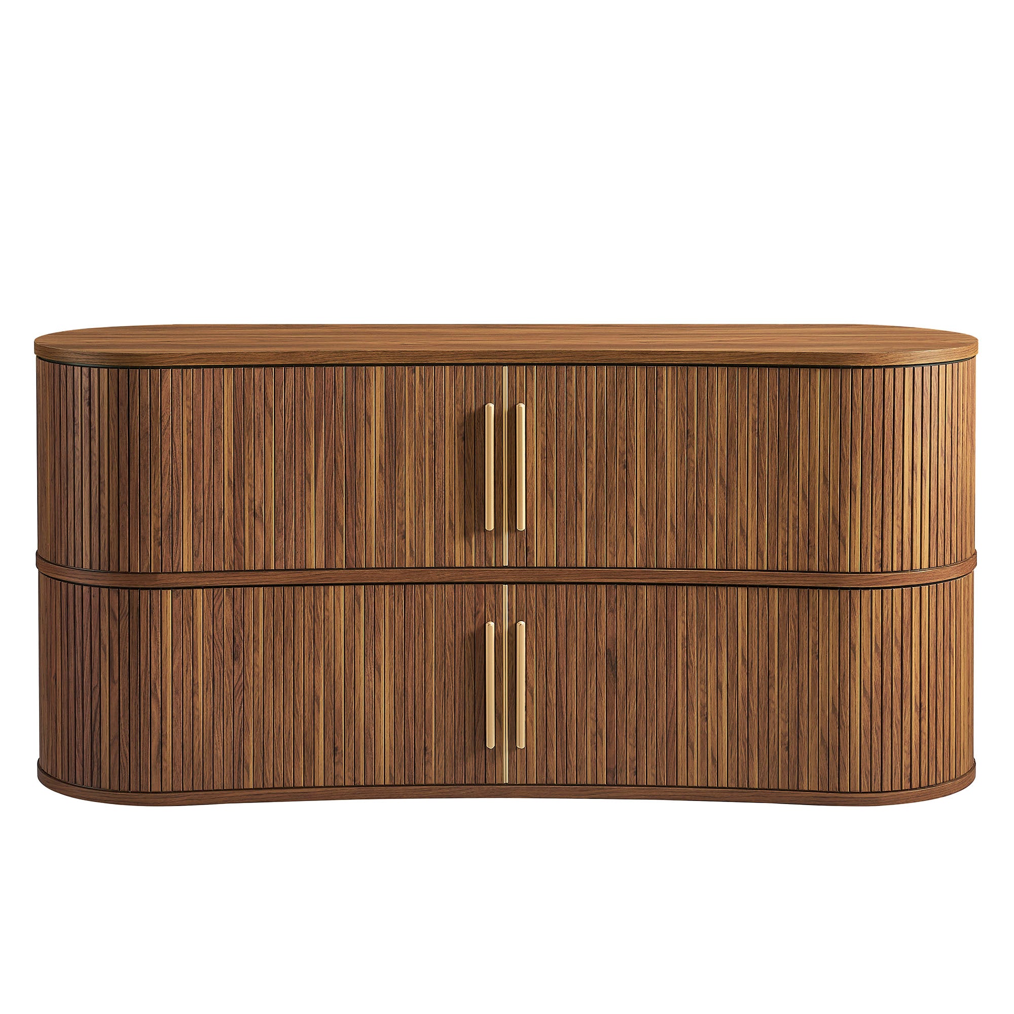 Radcliffe 63" Curved Fluted Sideboard Buffet Cabinet, Walnut