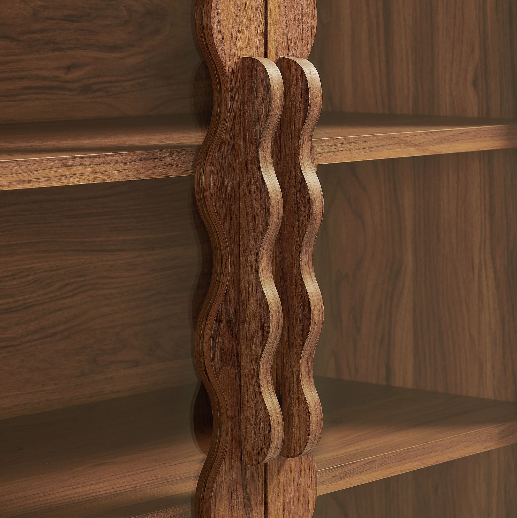 Rory 76 Inch Arched Kitchen Pantry Display Cabinet, Walnut