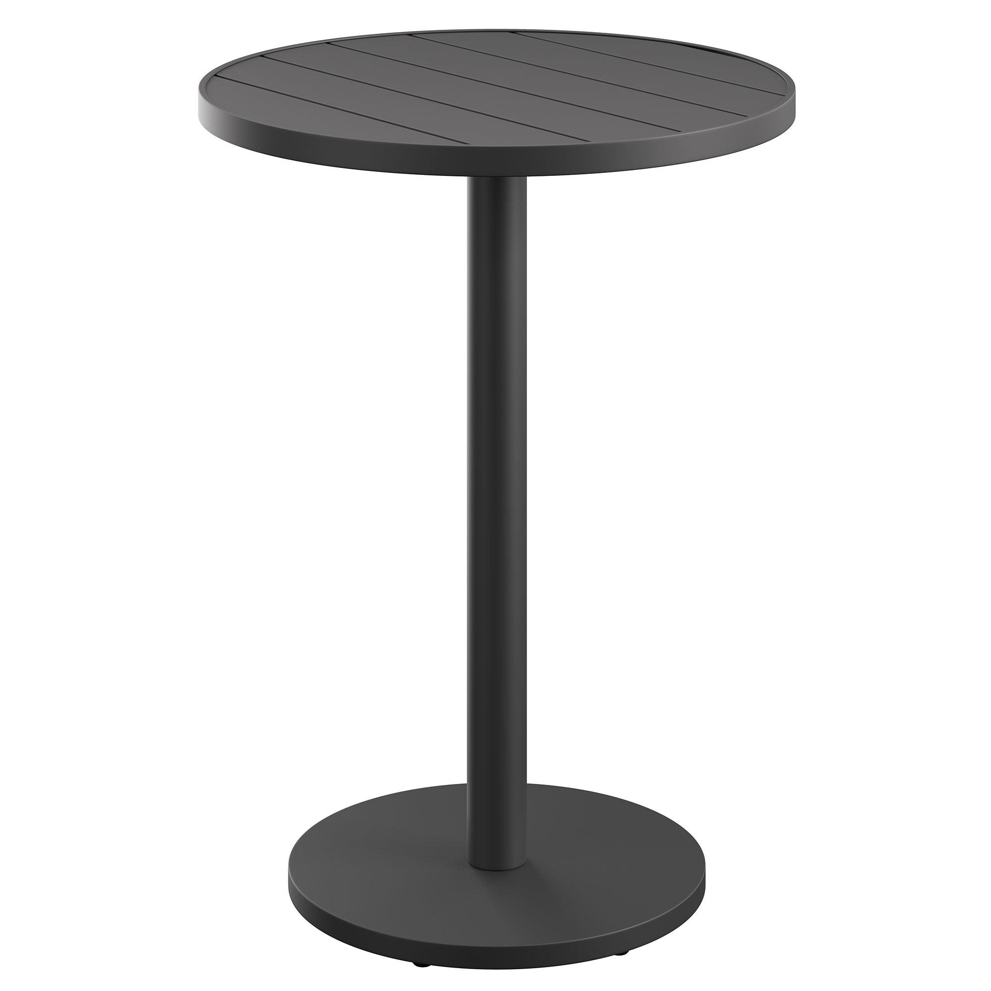 Tahoe 31 Inch Round Outdoor Patio Aluminum Bar Table, Gray