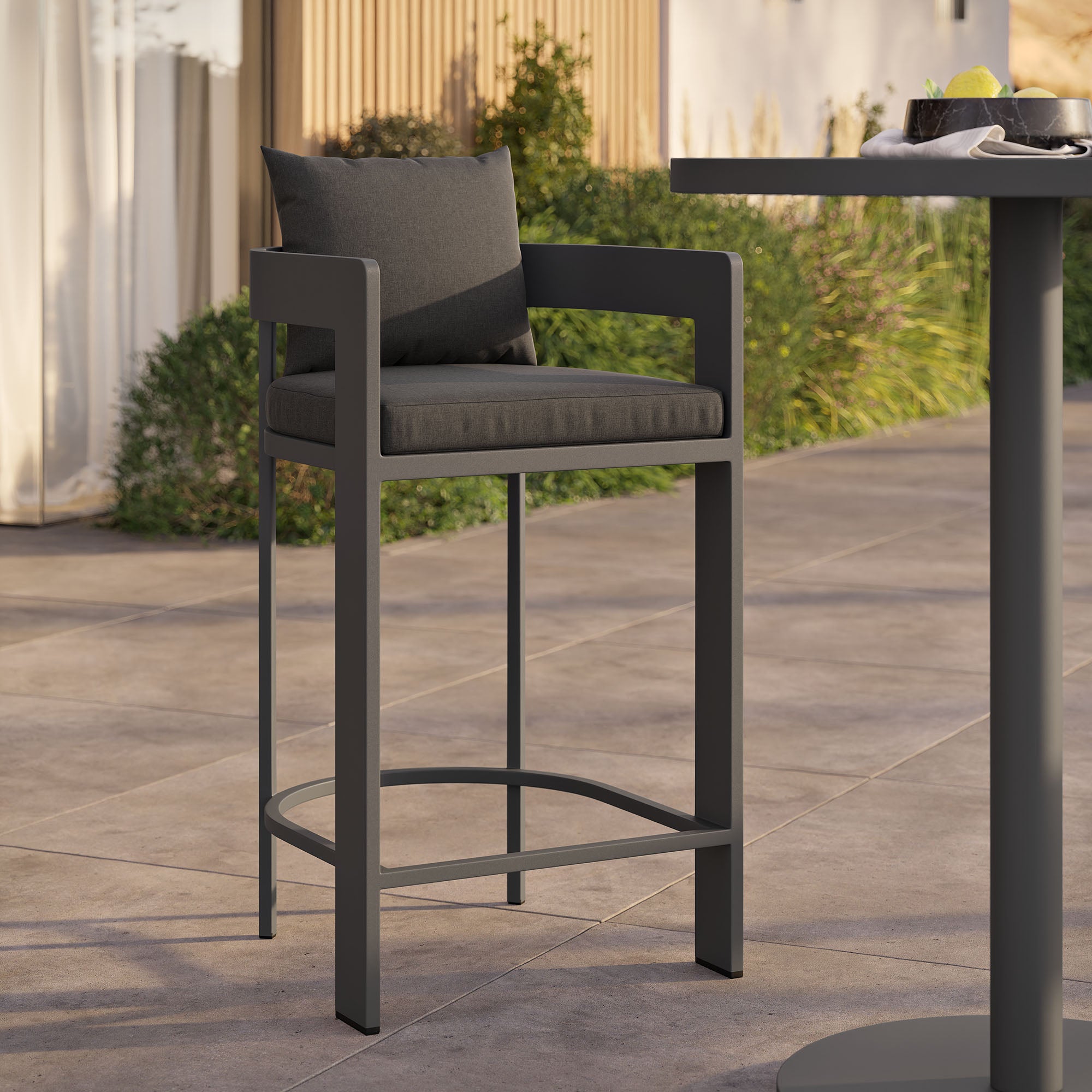 Tahoe Outdoor Patio Patio Aluminum Bar Chair, Charcoal