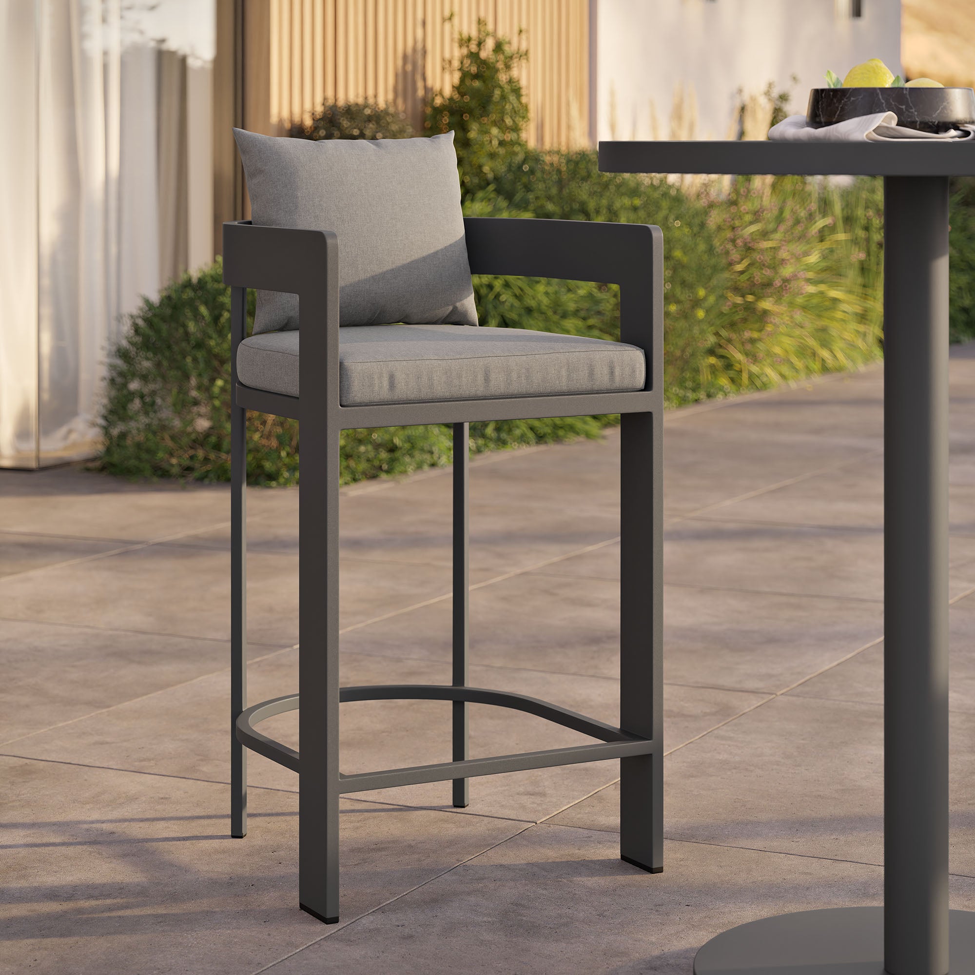 Tahoe Outdoor Patio Patio Aluminum Bar Chair, Gray