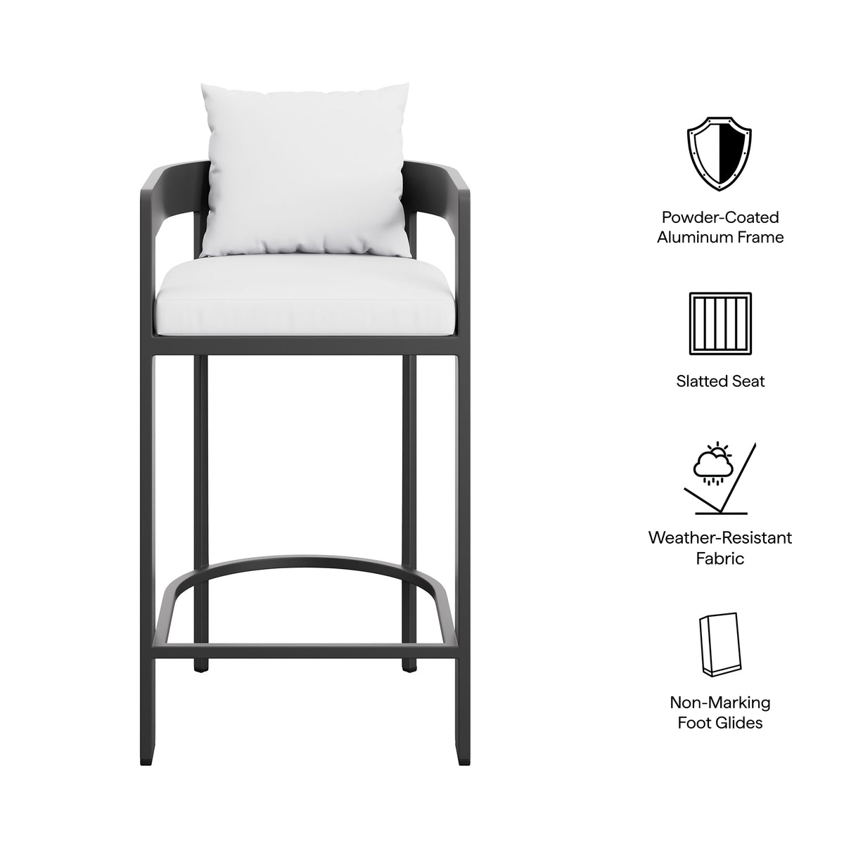 Tahoe Outdoor Patio Patio Aluminum Bar Chair, White