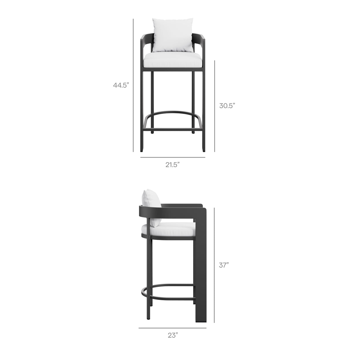 Tahoe Outdoor Patio Patio Aluminum Bar Chair, White