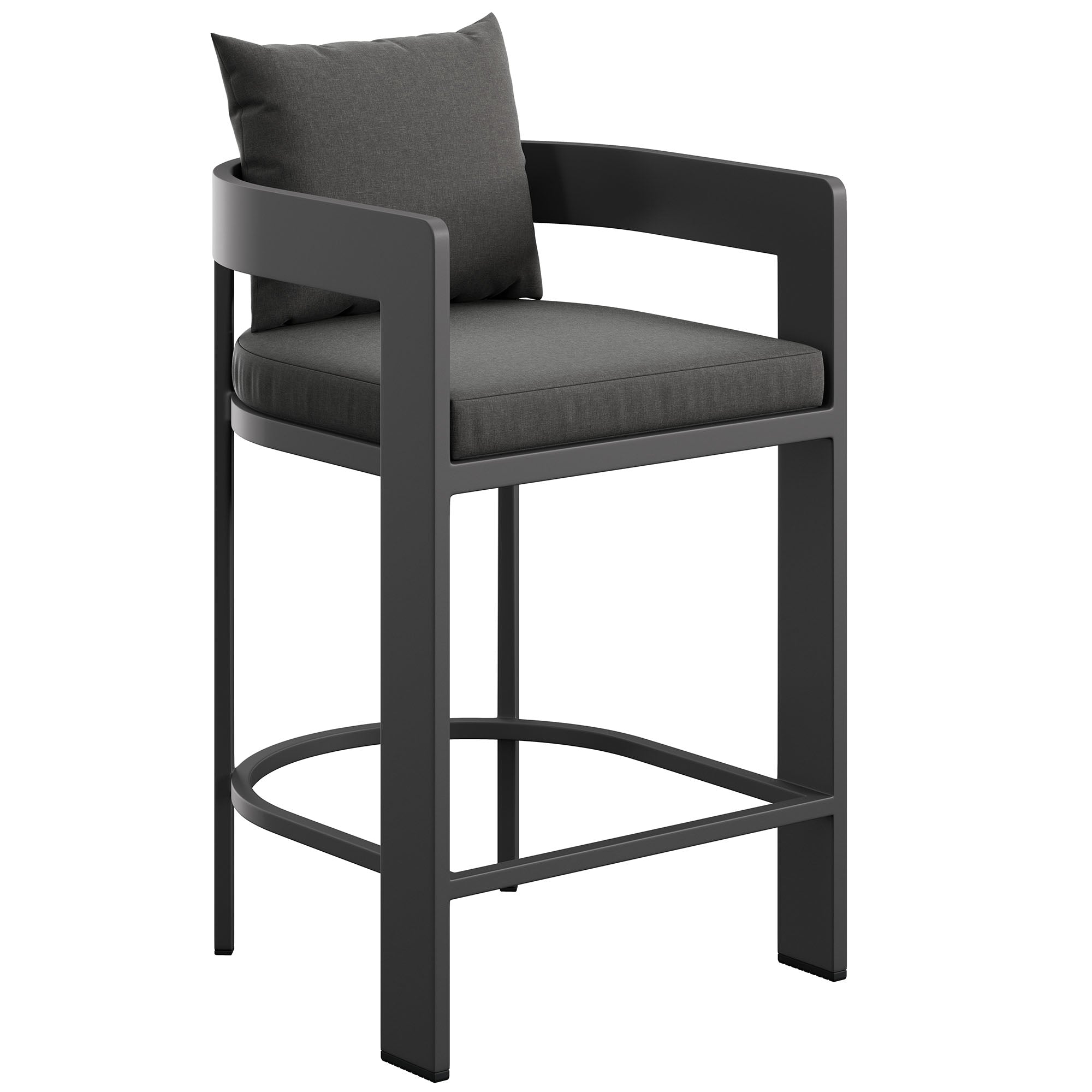 Tahoe Outdoor Patio Patio Aluminum Counter Stool, Charcoal