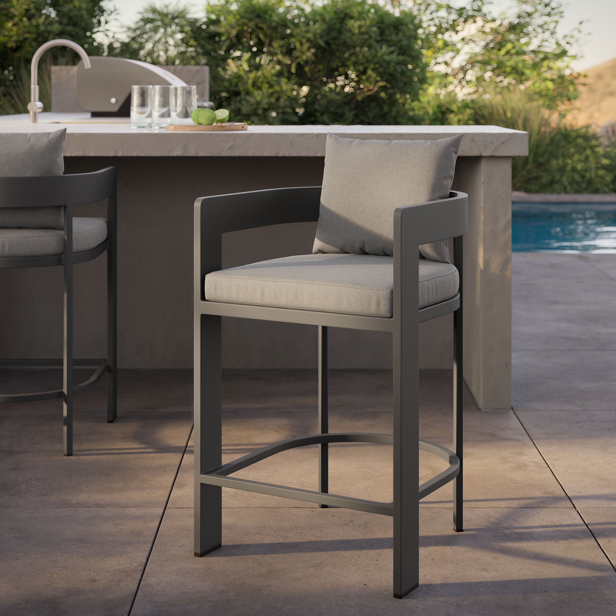 Tahoe Outdoor Patio Patio Aluminum Counter Stool, Gray