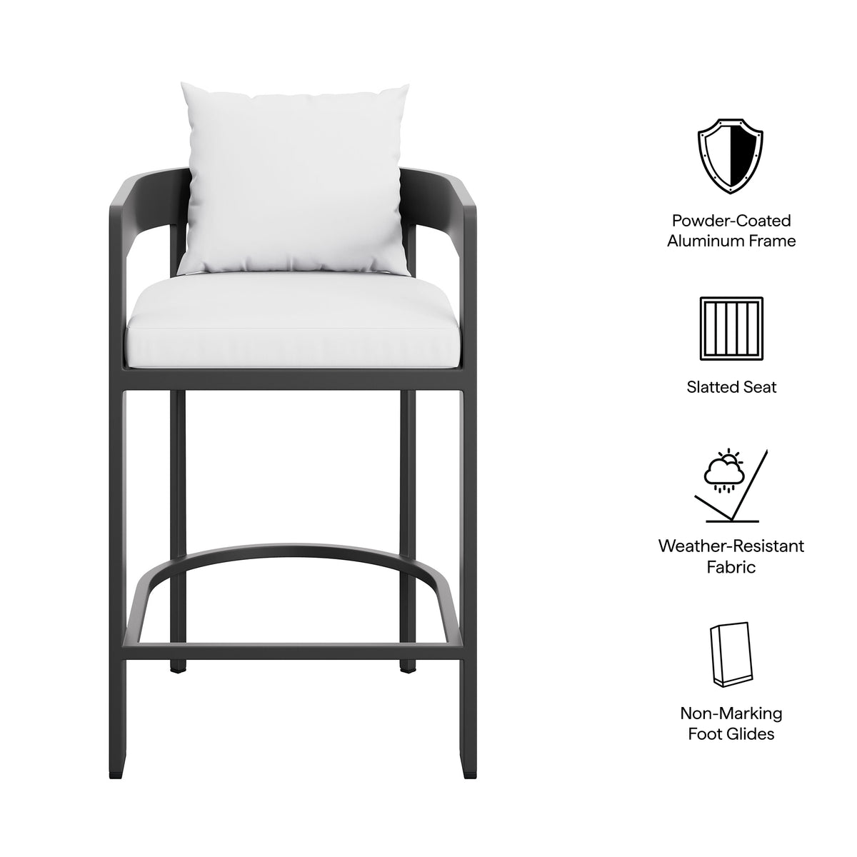 Tahoe Outdoor Patio Patio Aluminum Counter Stool, White