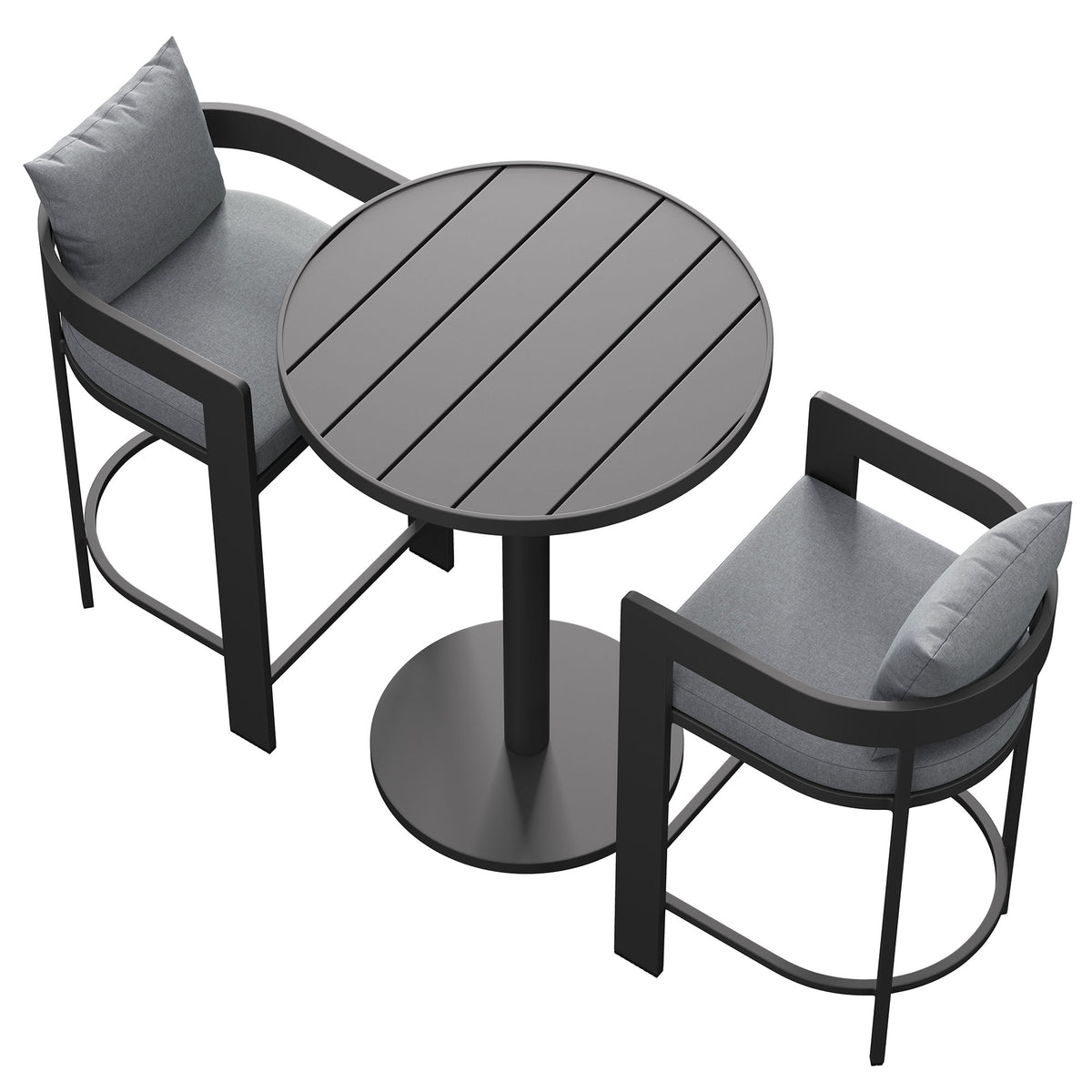 Tahoe 3-Piece Outdoor Patio Aluminum Bar Set, Gray