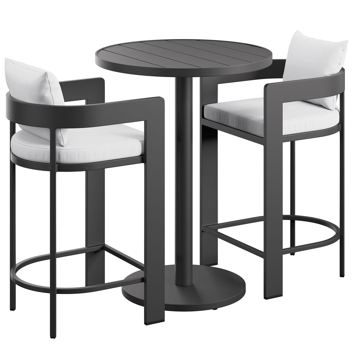 Tahoe 3-Piece Outdoor Patio Aluminum Bar Set, White