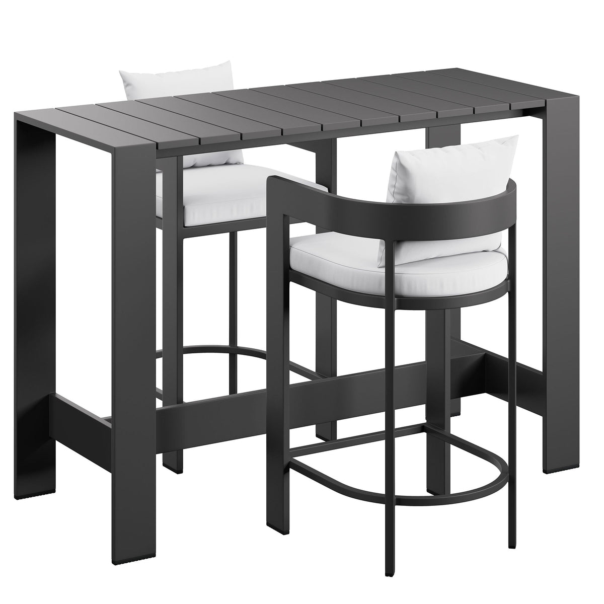 Tahoe 3-Piece Outdoor Patio Aluminum Bar Table Set, White