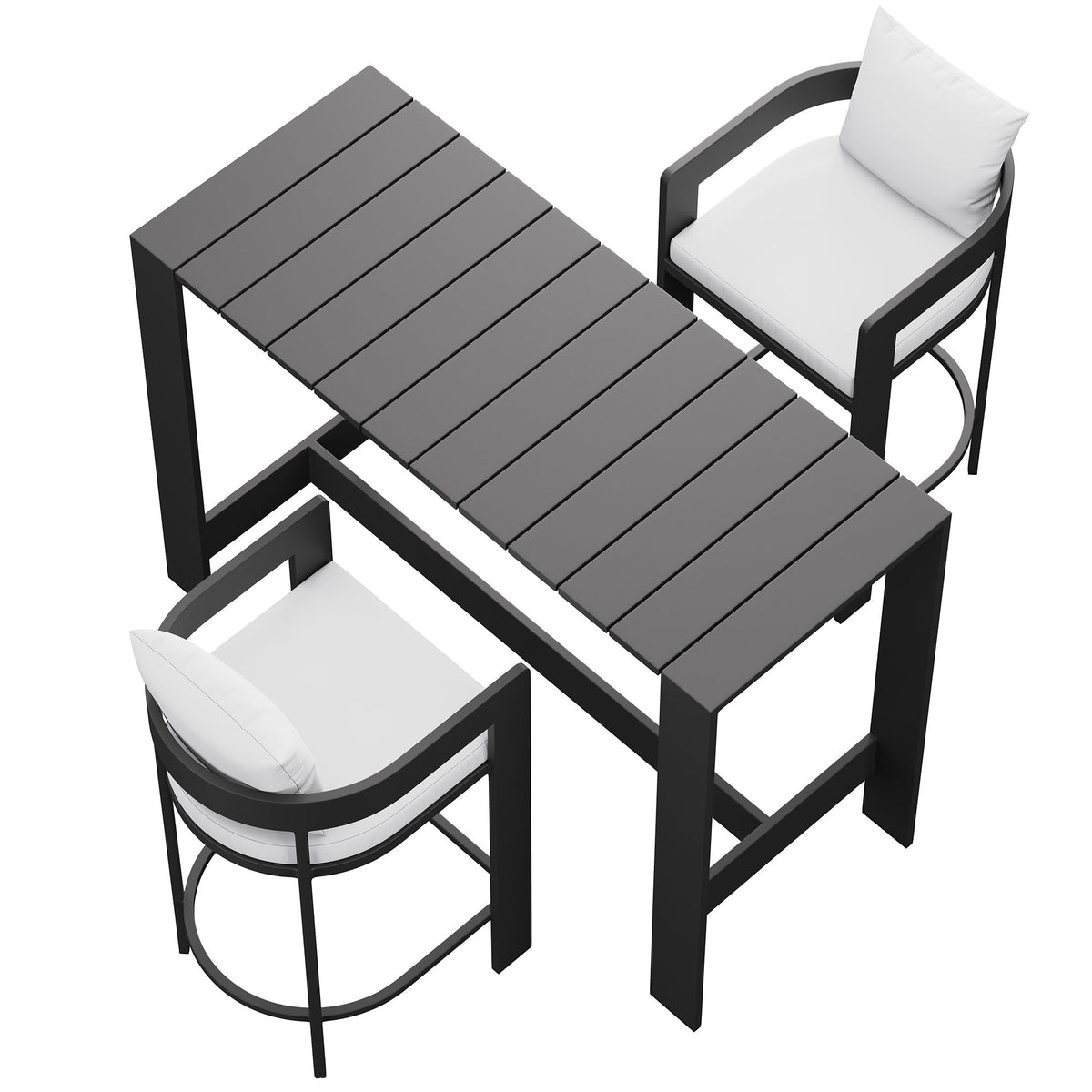 Tahoe 3-Piece Outdoor Patio Aluminum Bar Table Set, White
