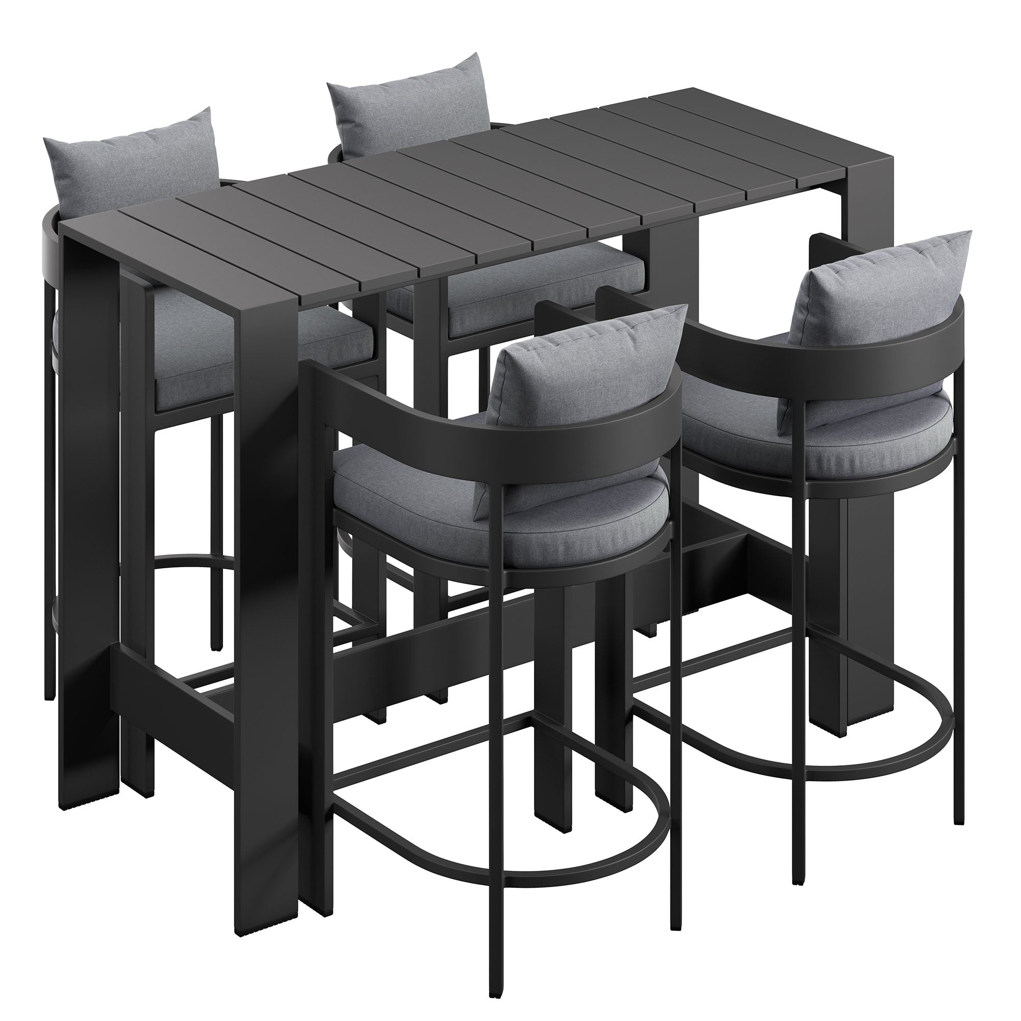 Tahoe 5-Piece Outdoor Patio Bar Table Set, Gray
