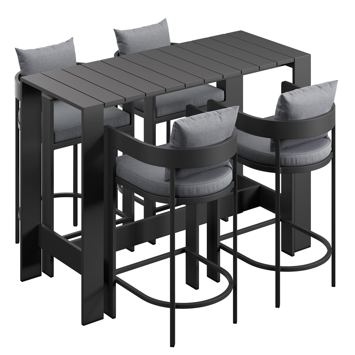 Tahoe 5-Piece Outdoor Patio Bar Table Set, Gray
