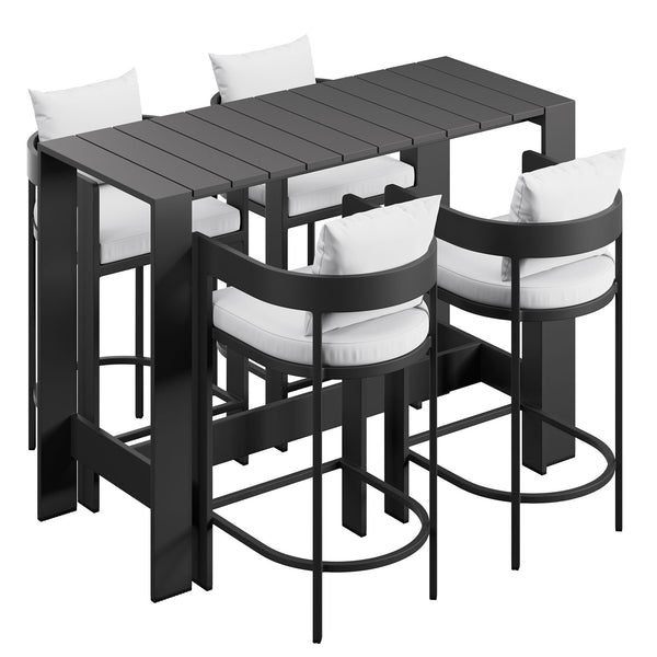 Tahoe 5-Piece Outdoor Patio Bar Table Set, White