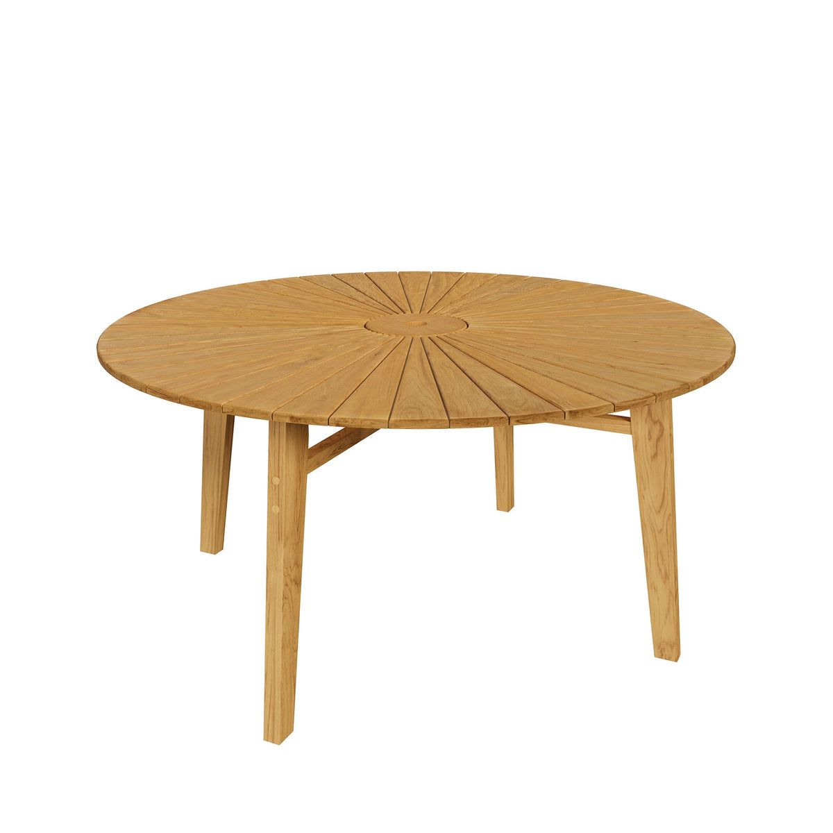 Cielo 59" Sunburst Outdoor Patio Teak Dining Table, Natural