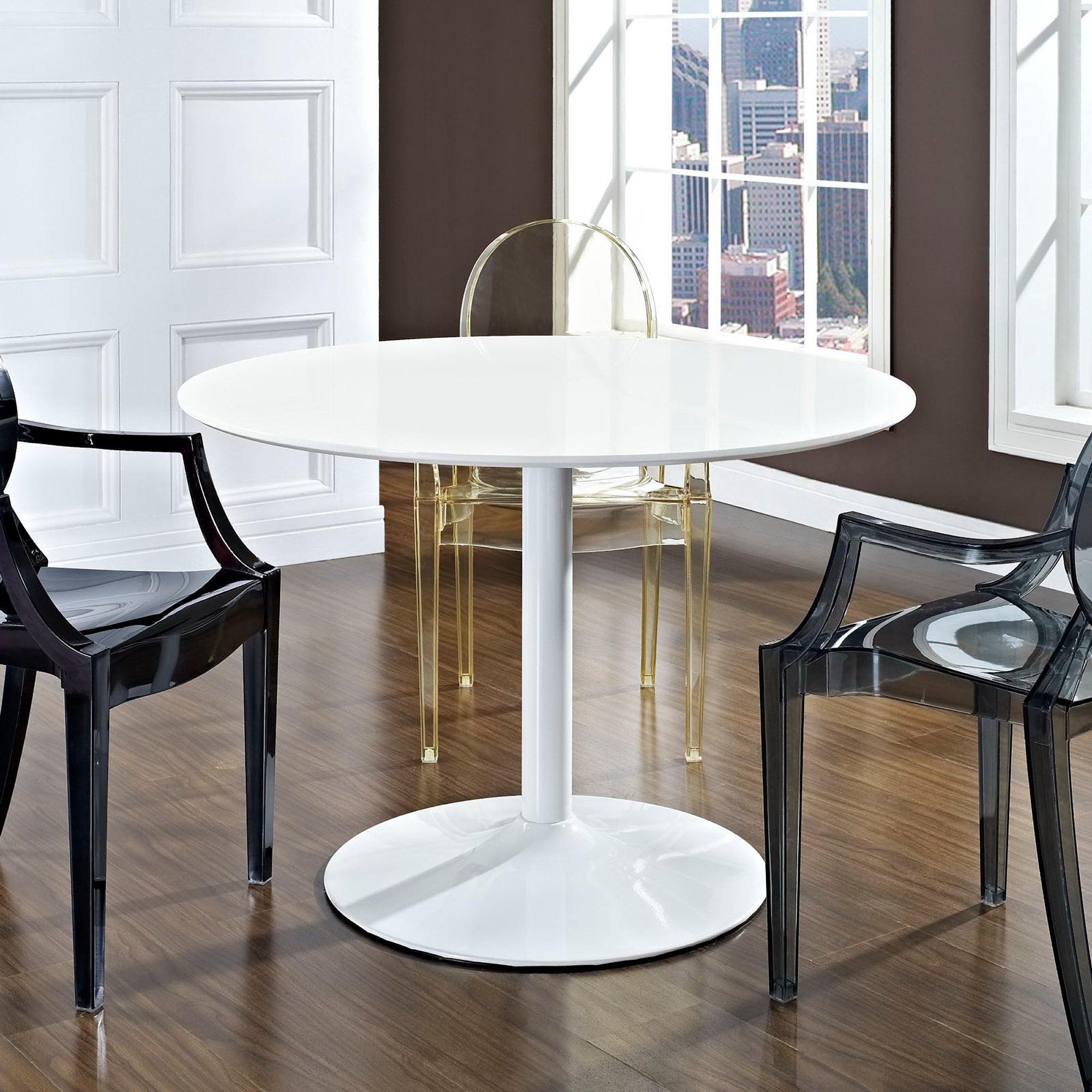 Revolve Round Wood Dining Table, White