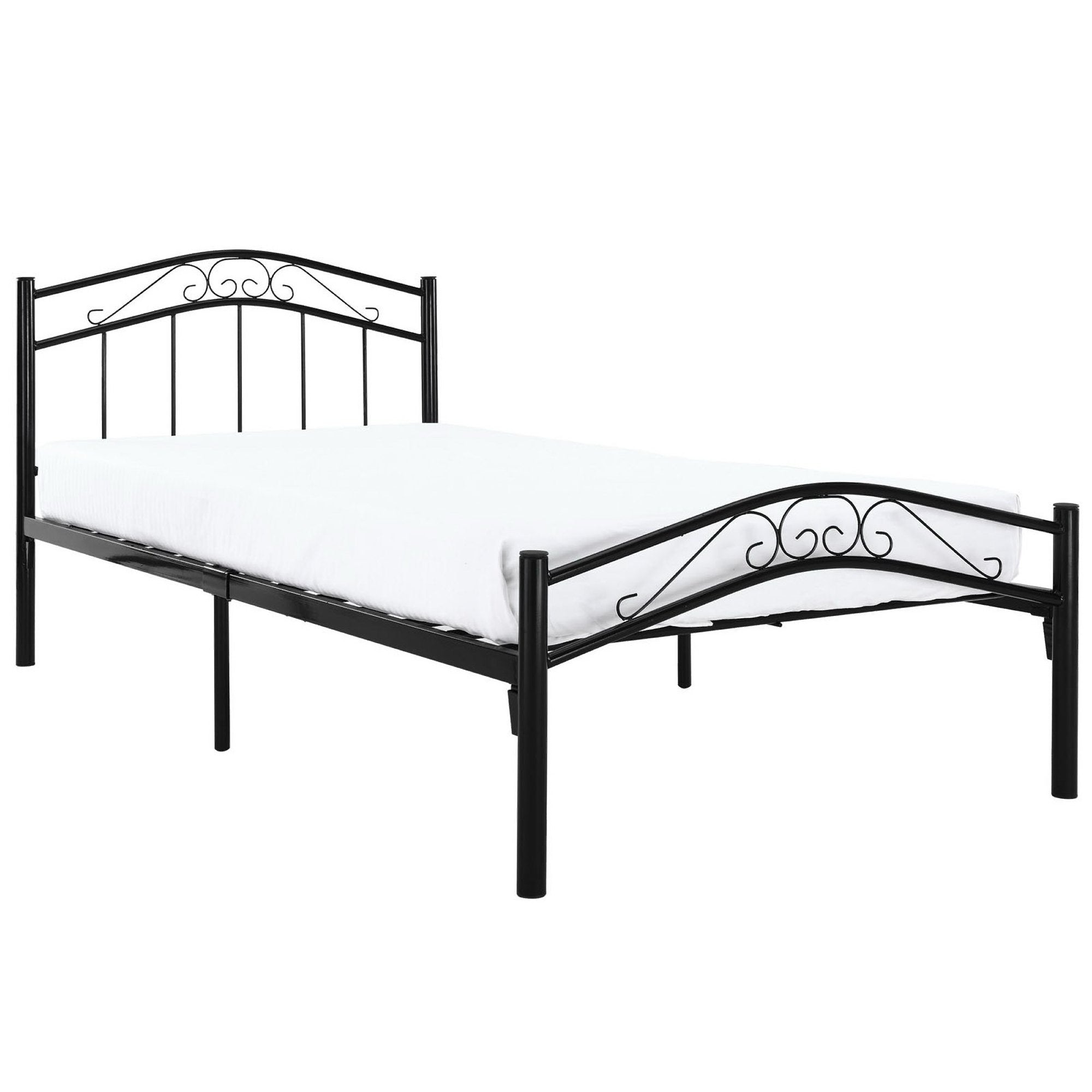 Norwyn Black Twin Metal Bed Frame  Welded Construction with Arc-Shaped Headboard