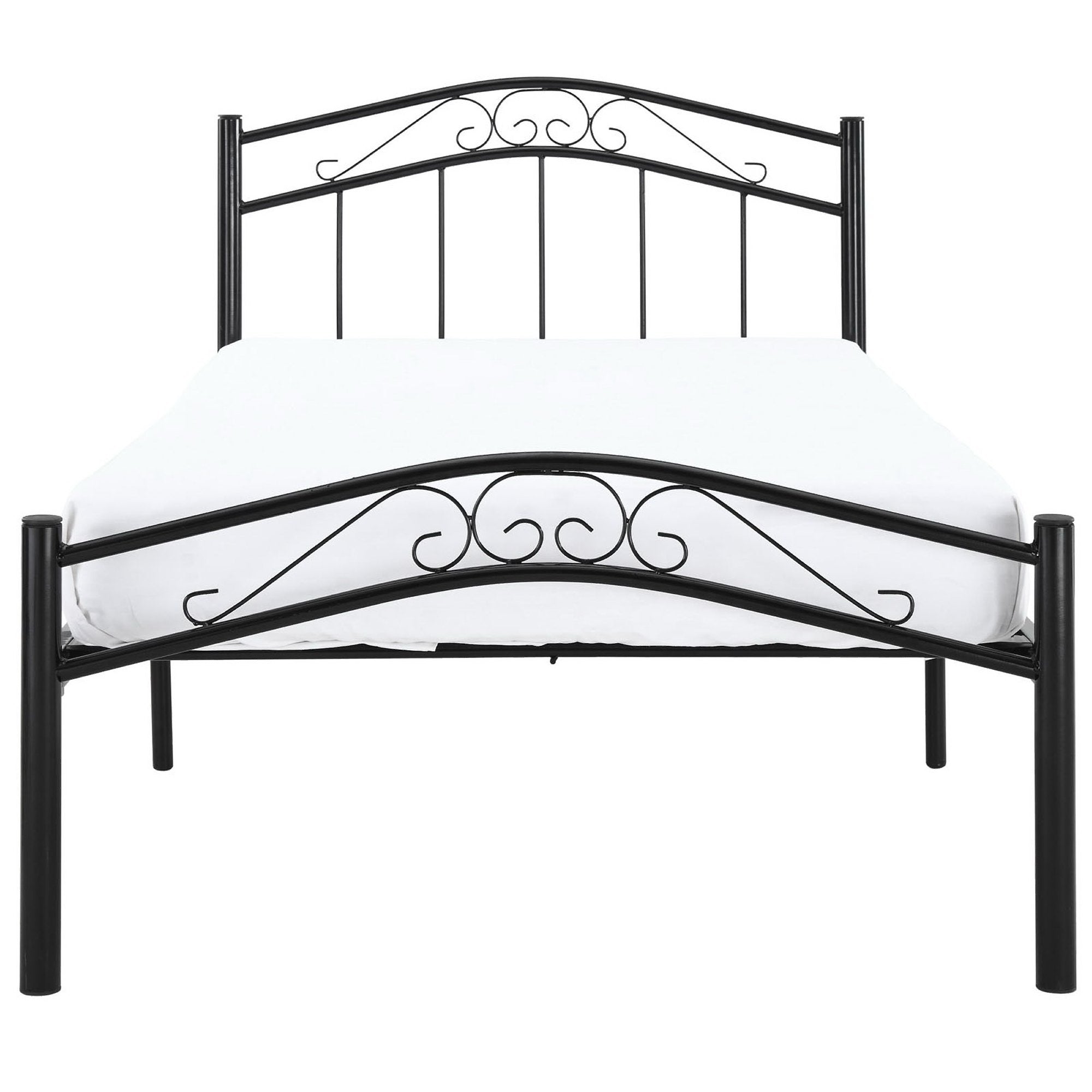 Norwyn Black Twin Metal Bed Frame  Welded Construction with Arc-Shaped Headboard