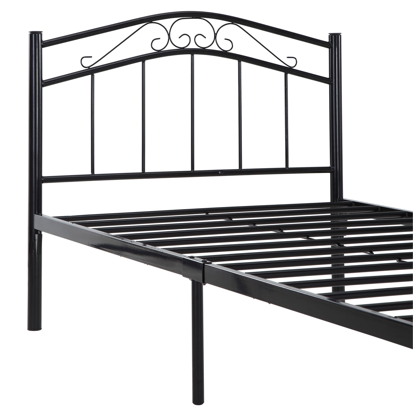 Norwyn Black Twin Metal Bed Frame  Welded Construction with Arc-Shaped Headboard