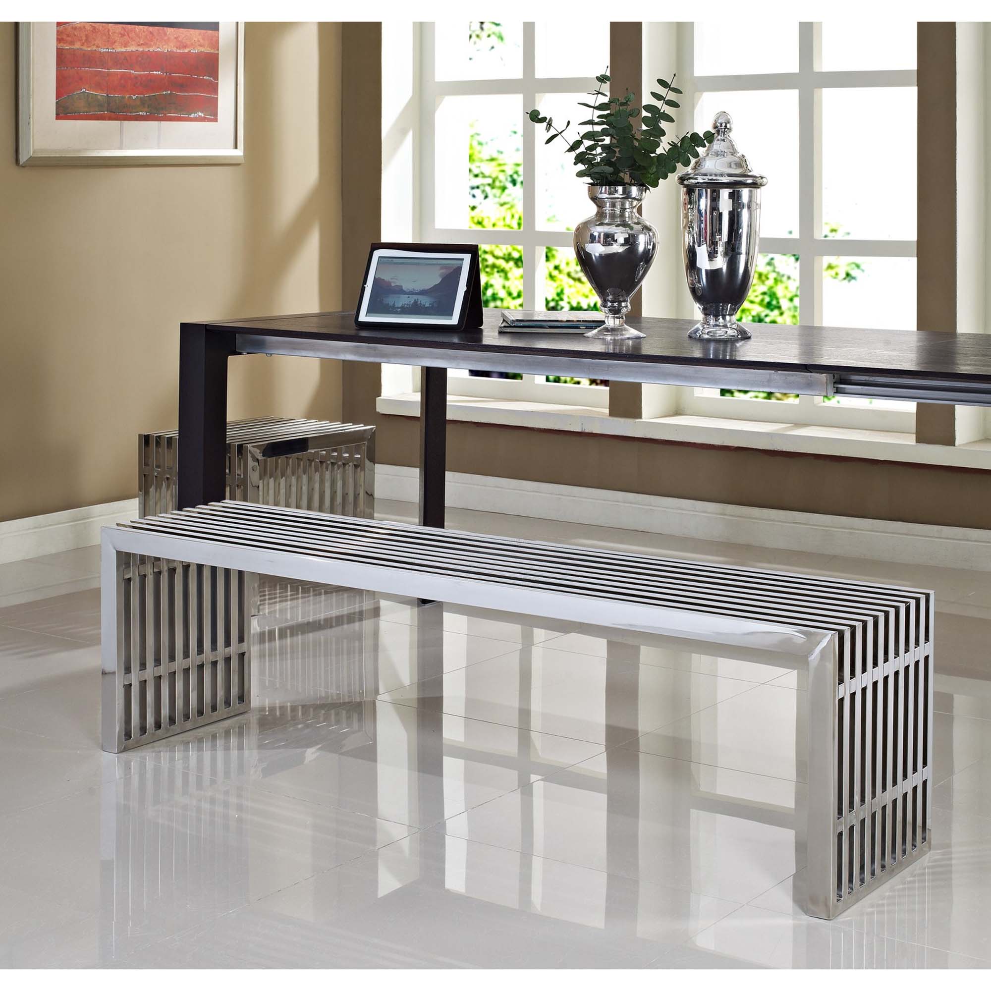 Gridiron Benches Set of 2, Silver