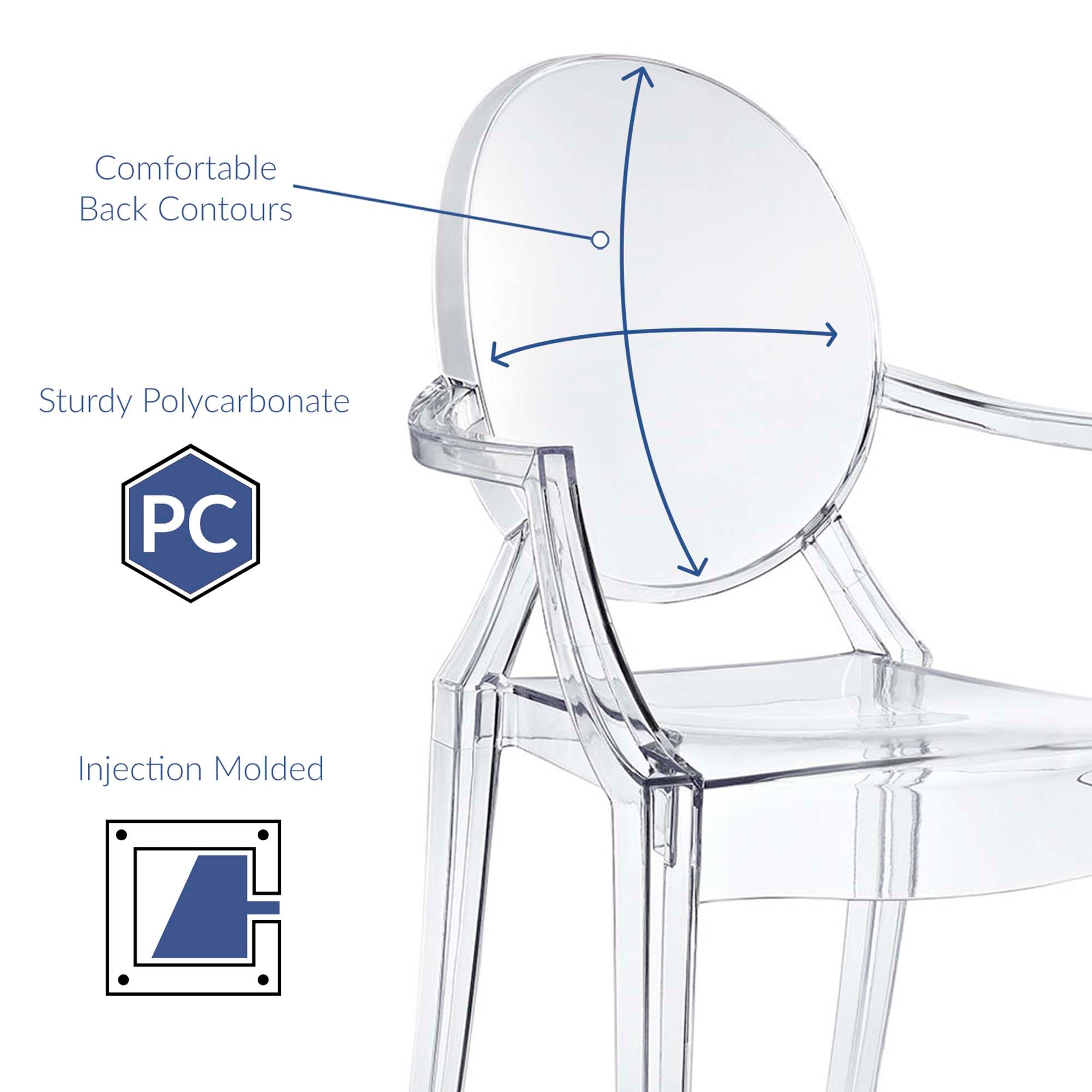 Casper Dining Armchairs Set of 2, Clear