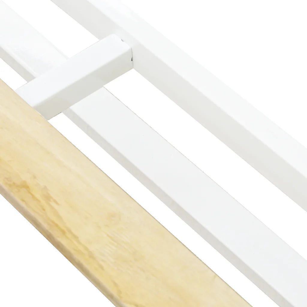 Calida Erie Full Size Platform Bed White  Metal Frame & Wood Laminate, Sleek Contemporary Design