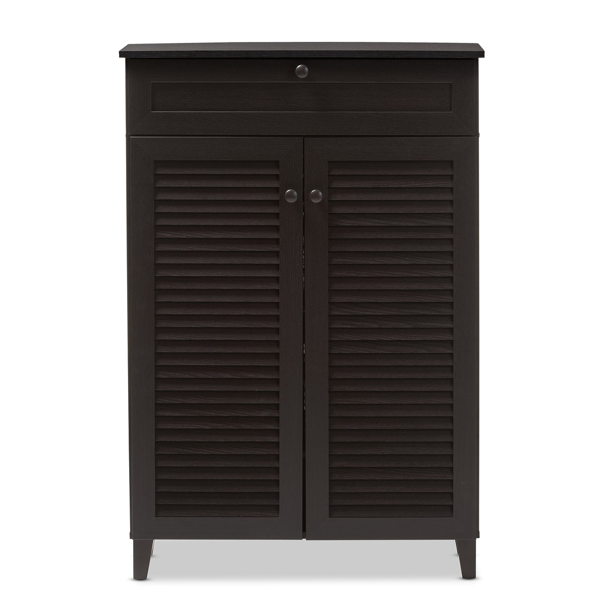 Coolidge Modern and Contemporary Espresso Finished 5-Shelf Wood Shoe Storage Cabinet with Drawer