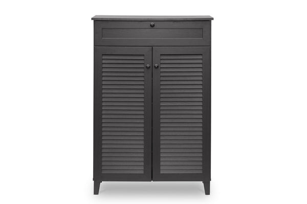 Coolidge Modern and Contemporary Espresso Finished 5-Shelf Wood Shoe Storage Cabinet with Drawer