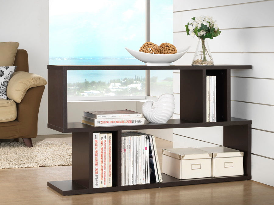 Goodwin 2-Level Dark Brown Modern Bookshelf