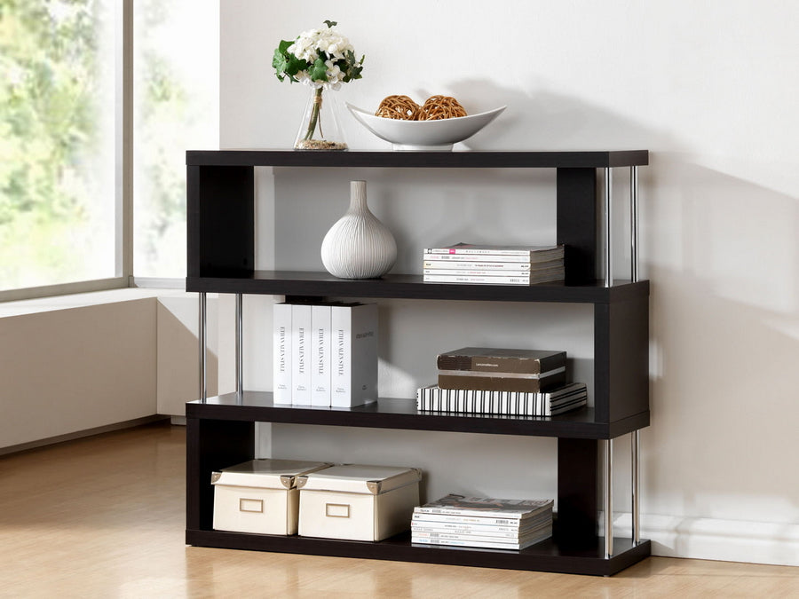 Barnes Dark Brown Three-Shelf Modern Bookcase