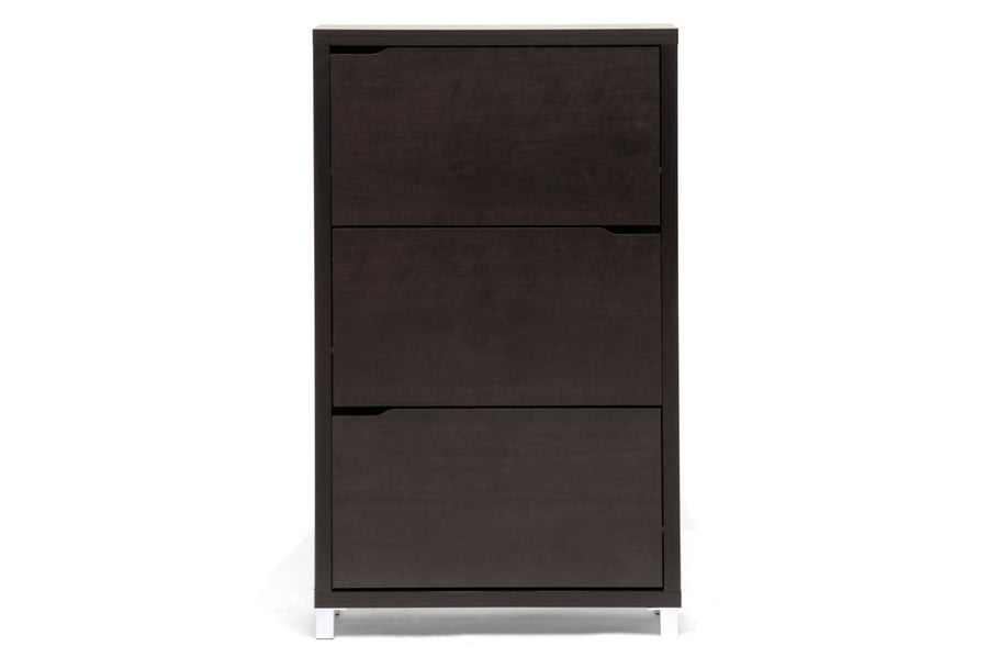 Simms Dark Brown Modern Shoe Cabinet
