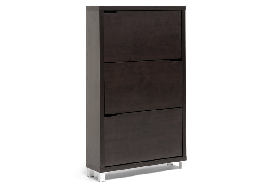 Simms Dark Brown Modern Shoe Cabinet