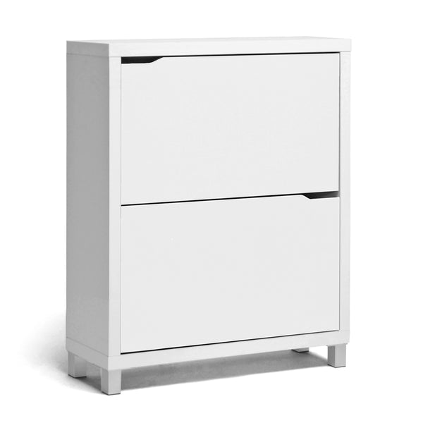 Simms Engineered Wood White Modern Shoe Cabinet