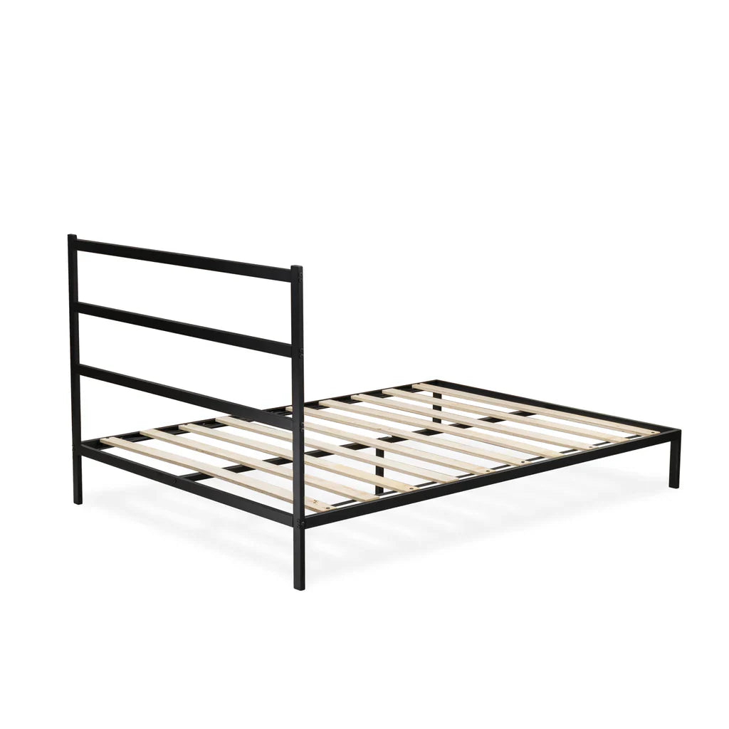 Glover Fulton Queen Black Metal Platform Bed  Minimalist Design with 5 Sturdy Legs
