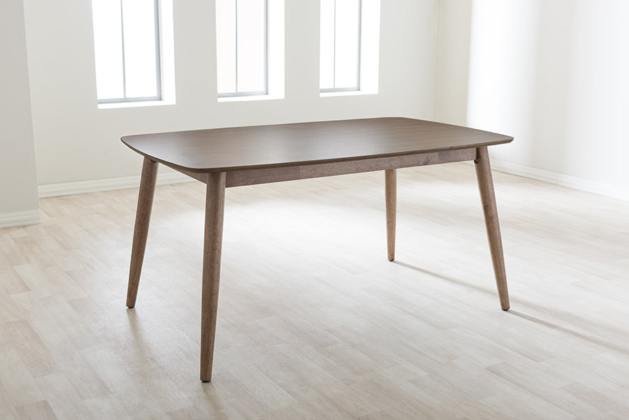 Flora Mid-Century Modern French "Oak" Light Brown Finishing Wood Dining Table