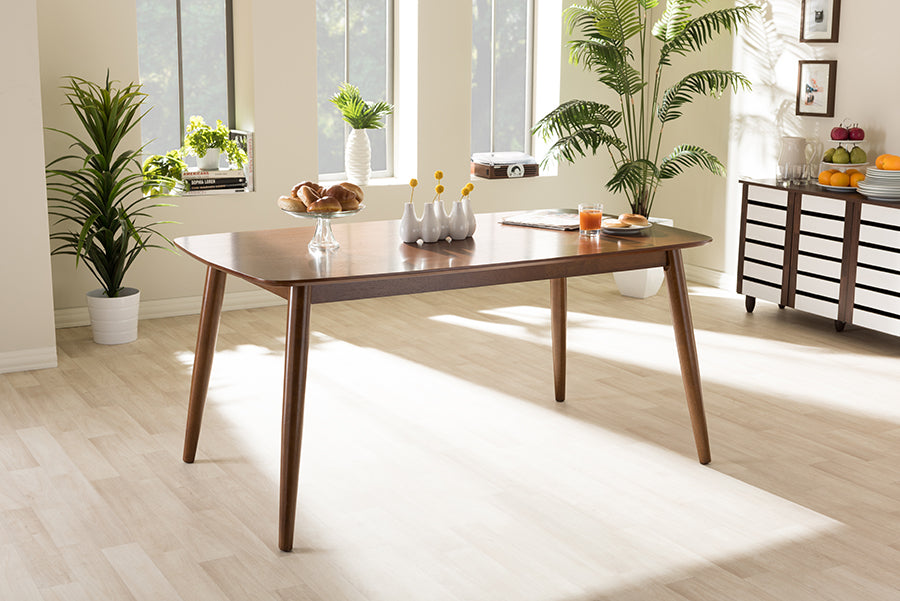 Flora Mid-Century Modern "Oak" Medium Brown Finishing Wood Dining Table