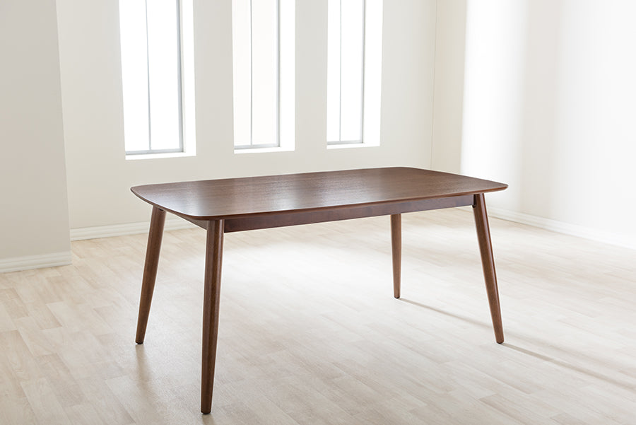 Flora Mid-Century Modern "Oak" Medium Brown Finishing Wood Dining Table