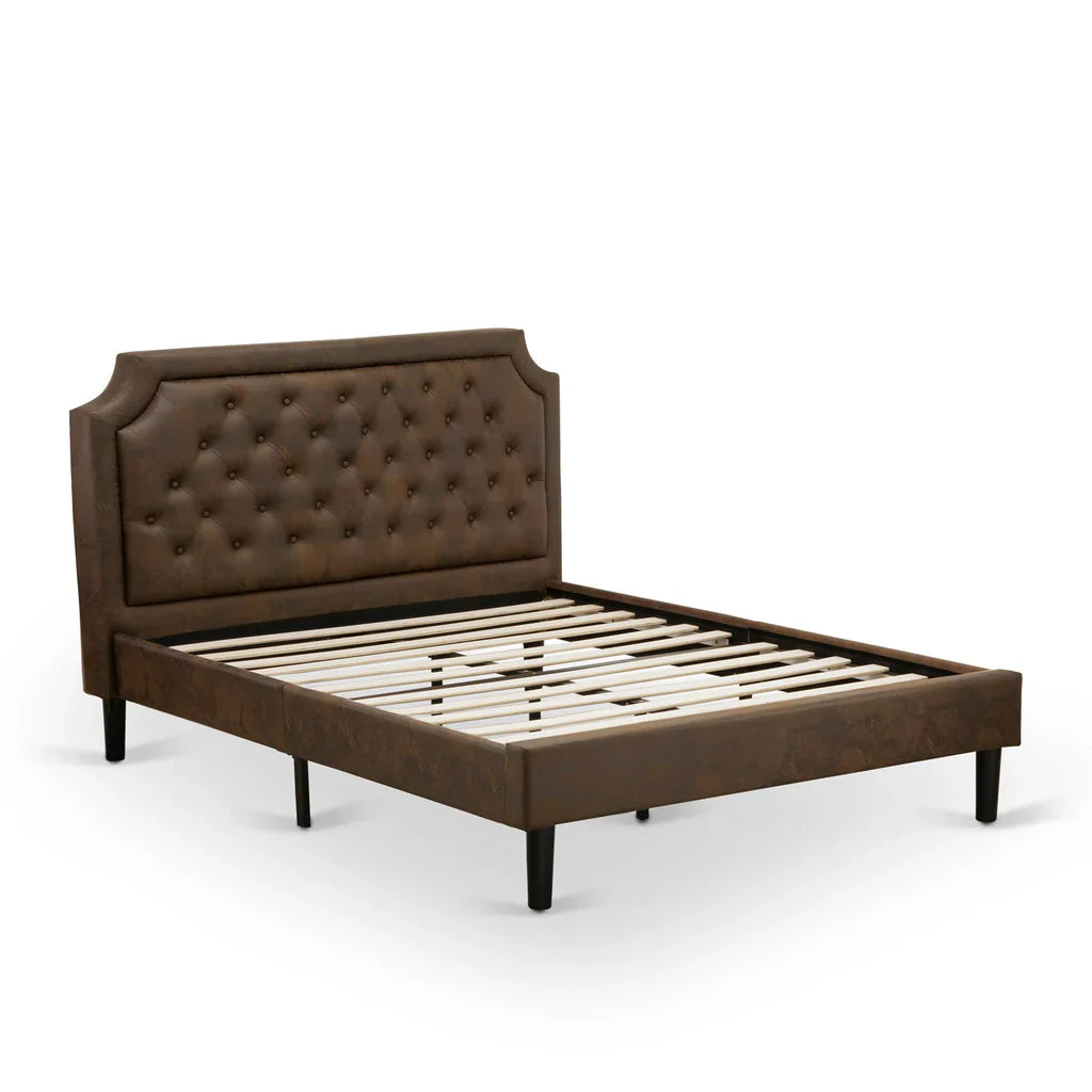 Ohana Astoria Queen Black Upholstered Bed Frame  Modern Platform with Wooden Slats & 9-Leg Support