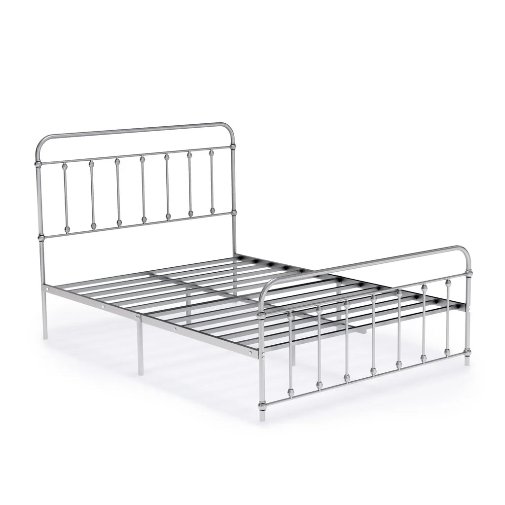 Garland Full Bed Frame with 6 Metal Legs - Magnificent Bed Frame in Powder Coating Silver Color