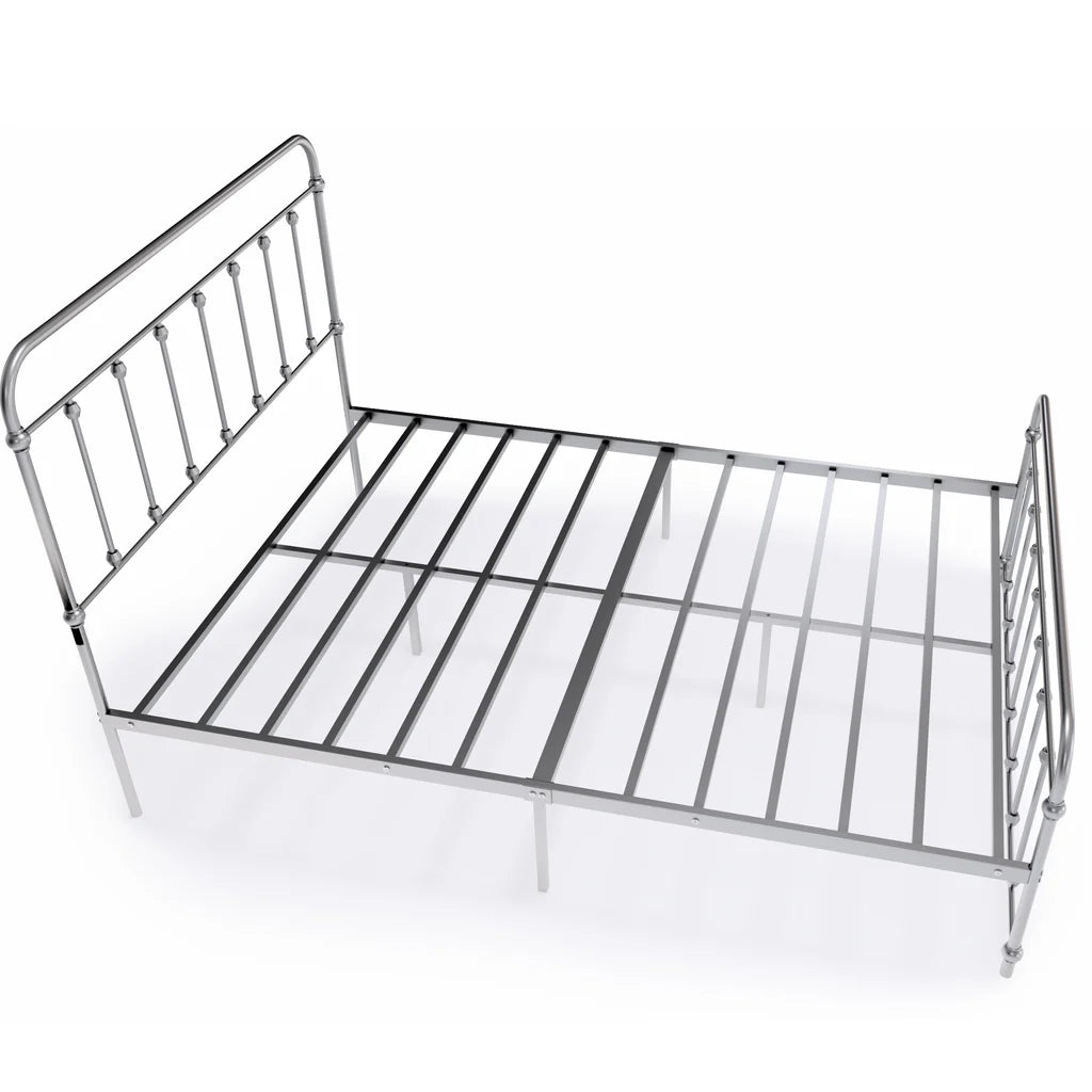 Garland Full Bed Frame with 6 Metal Legs - Magnificent Bed Frame in Powder Coating Silver Color