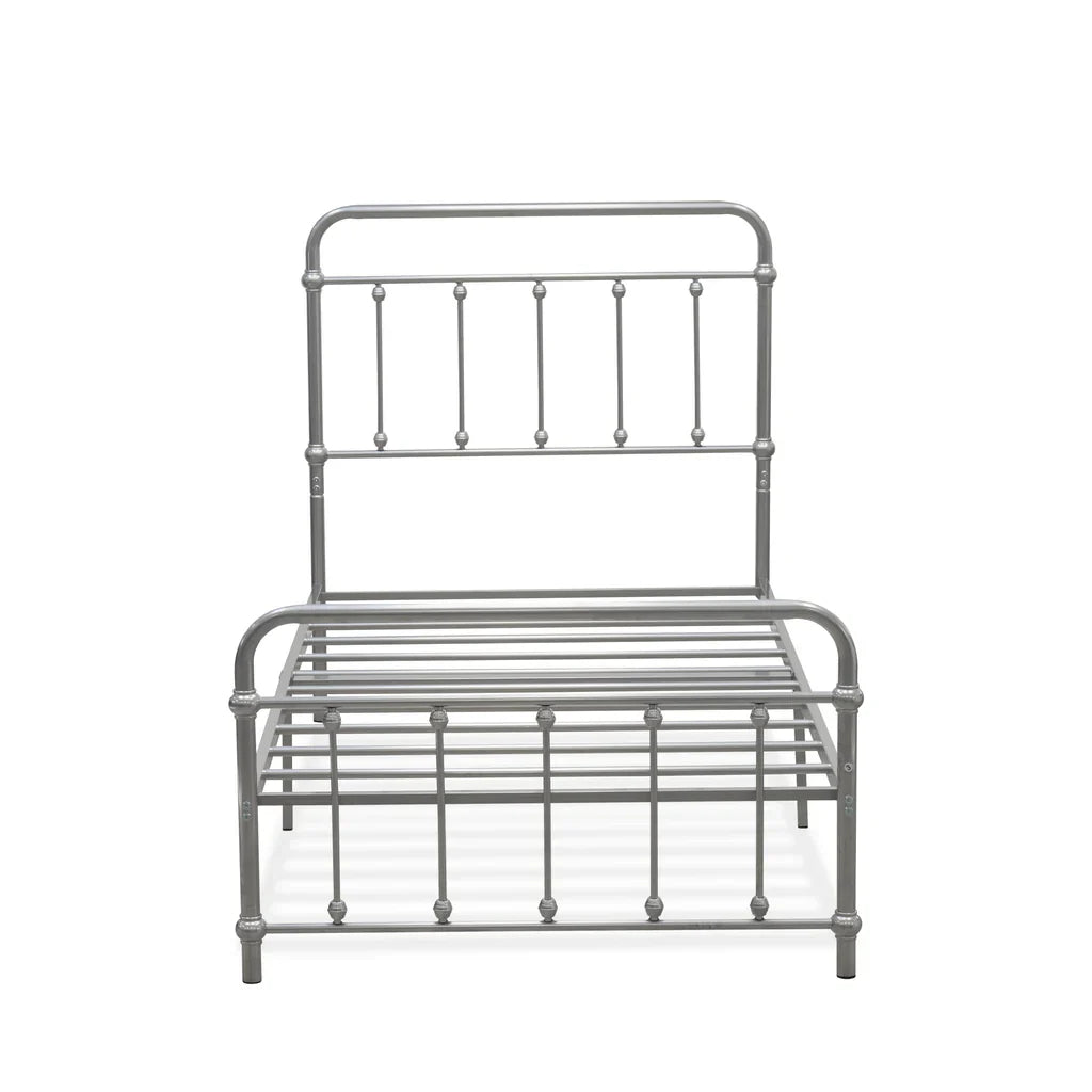 Asus Garland Twin Silver Metal Bed Frame Powder-Coated with 6 Legs