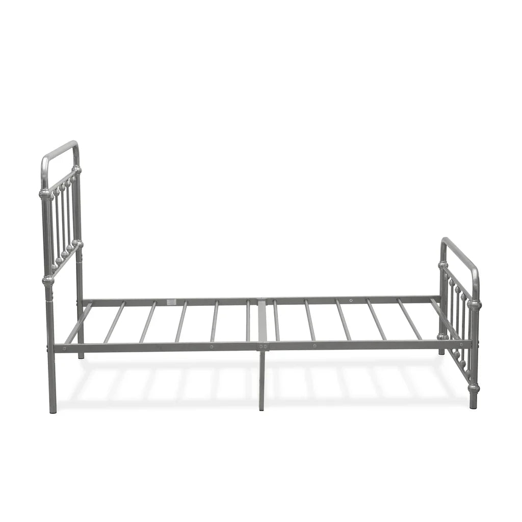 Asus Garland Twin Silver Metal Bed Frame Powder-Coated with 6 Legs