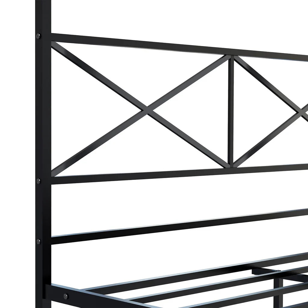 Canopy Glendale Queen Black Metal Canopy Bed – Modern Headboard & Footboard