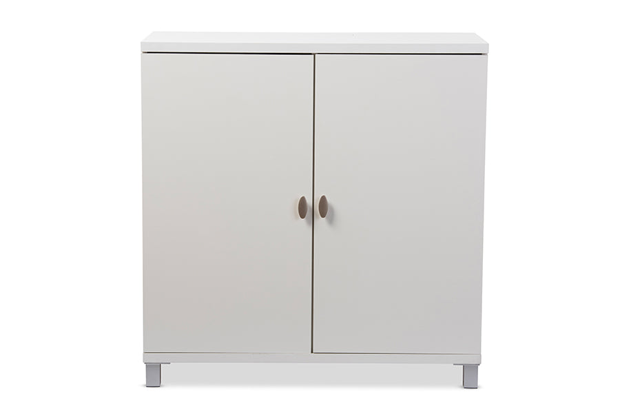 Baxton Studio Marcy Modern and Contemporary White Wood Entryway Handbags or School Bags Storage Sideboard Cabinet