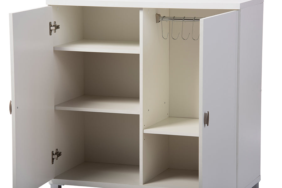 Marcy Modern and Contemporary White Wood Entryway Handbags or School Bags Storage Sideboard Cabinet