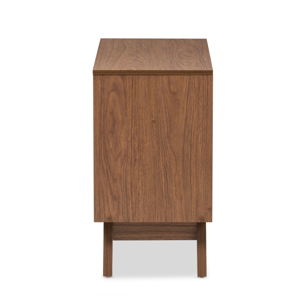 Hildon Mid-Century Modern White and Walnut Wood 3-Drawer Storage Chest