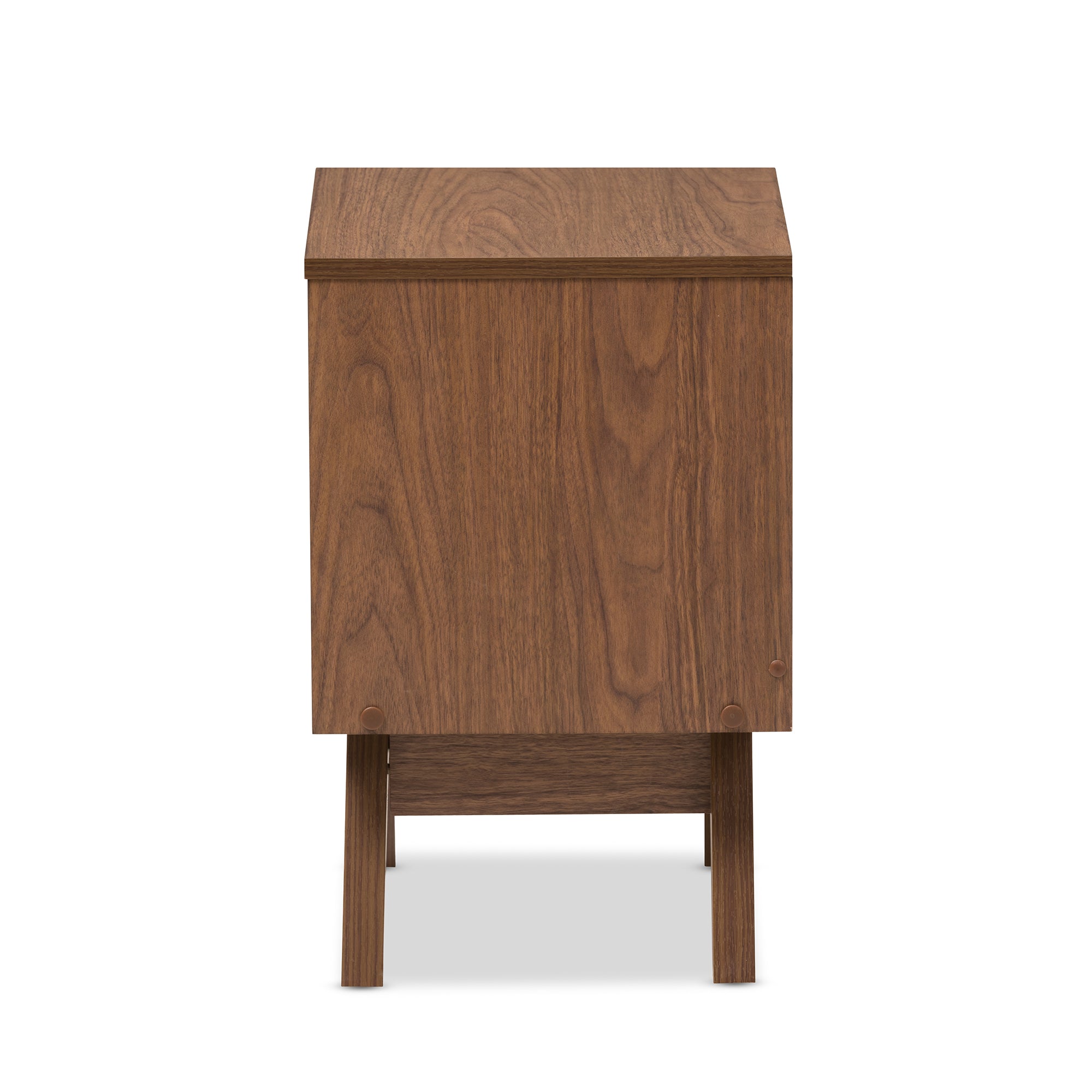 Hildon Mid-Century Modern White and Walnut Wood 2-Drawer Storage Nightstand