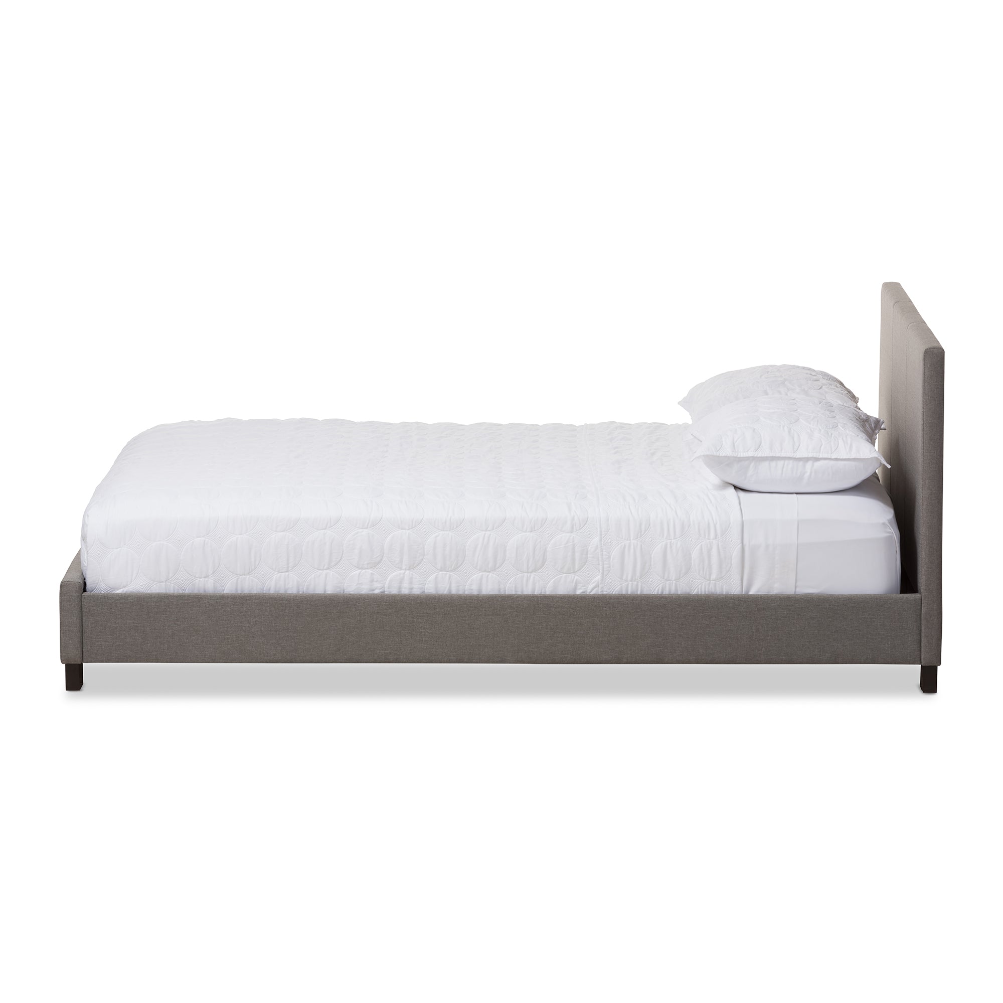 Elizabeth Modern and Contemporary Grey Fabric Upholstered Panel-Stitched Queen Size Platform Bed