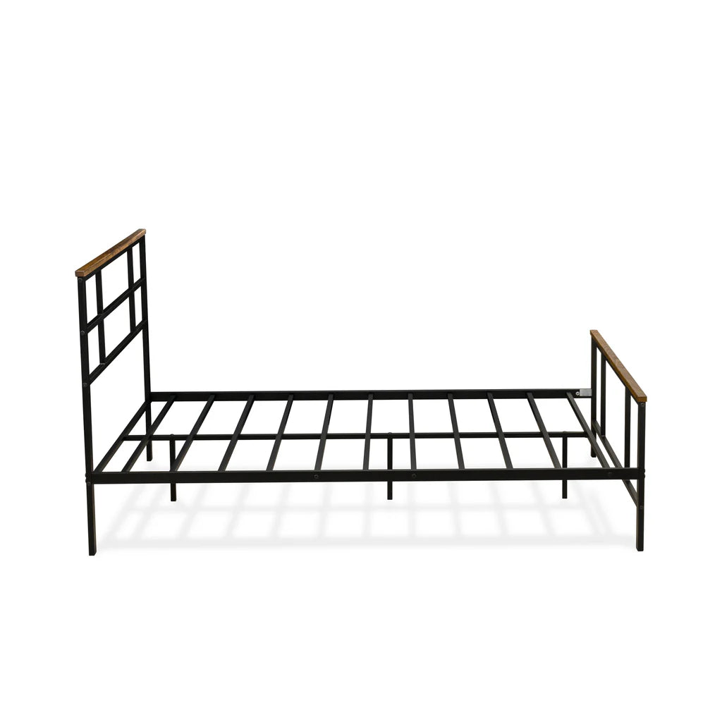 Ingram Full Size Bed with 7 Metal Legs - Lavish Bed in Powder Coating Black Color